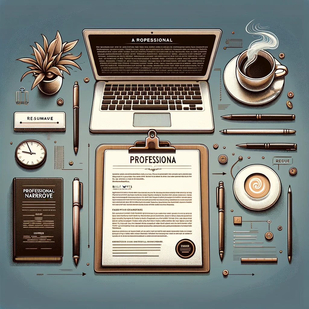 DALL·E 2024-01-14 19.33.39 – An elegant and professional illustration depicting the concept of writing about a professional background. The image should feature a stylish, modern